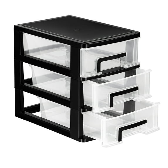 Monyance desktop cabinet 3 Drawer Plastic Storage: Clear Cabinet Organizer with Bins(8.31X5.98X7.56Inches)