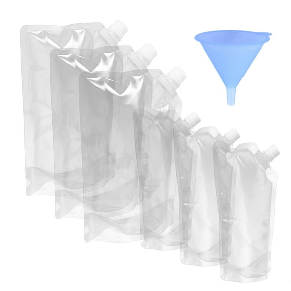 Monyance drink bags 7pcs 500/1000ml Plastic Drink Spout Pouch for Beverage Storage(9.45X6.69X0.98Inches)