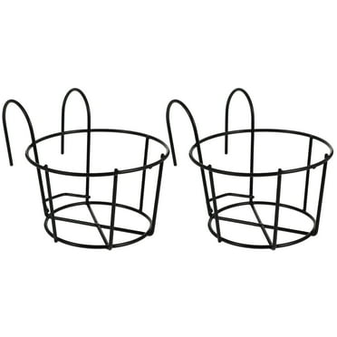 Monyance flowerpot shelf 2Pcs Balcony Flower Pot Stand for Railing - Indoor/Outdoor Black(8.66X6.3X5.91Inches)