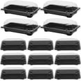 thumbnail image 1 of Monyance fruit boxes 50pcs Sushi Trays with Lids Black Outdoor Camping(5.51X3.27X1.18Inches), 1 of 10