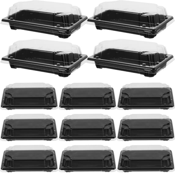 Monyance fruit boxes 50pcs Sushi Trays with Lids Black Outdoor Camping(5.51X3.27X1.18Inches)
