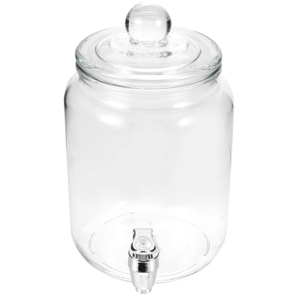 Monyance glass beverage drink dispenser Glass Beverage Drink Dispenser Glass Wine Jar Sealing Wine Tank with Spigot(6.3X8.27X9.06Inches)