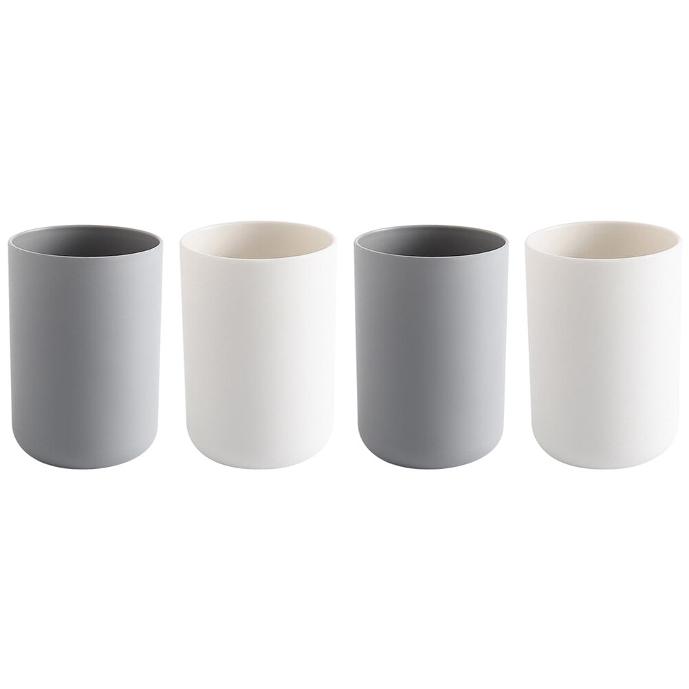 Monyance home toothbrush holder 4PCS 300ML Toothbrush Mugs Bathroom Tumbler Cups (Grey/White 2pcs Each)(4.33X2.83X2.83Inches)