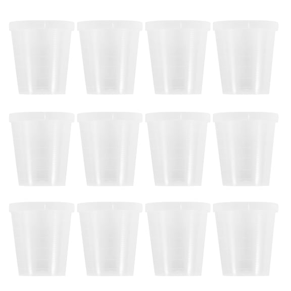 Monyance measuring cups plastic 50pcs 30ml Graduated Plastic Mixing Cups with Lid for Lab Experiment Resin Paint(1.42X1.42X1.57Inches)
