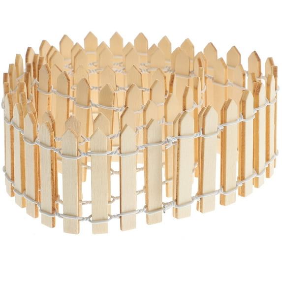 Monyance mini fence 4" Wood Picket Fence for DIY Crafts (Wood Color)(39.37X1.97X0.08Inches)