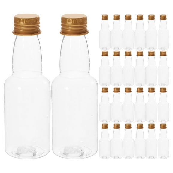 Monyance mini wine bottles for favors 50pcs Mini Liquor Bottles Plastic Small Juice Bottles Empty Mini Alcohol Bottles(4.33X1.42X1.42Inches)