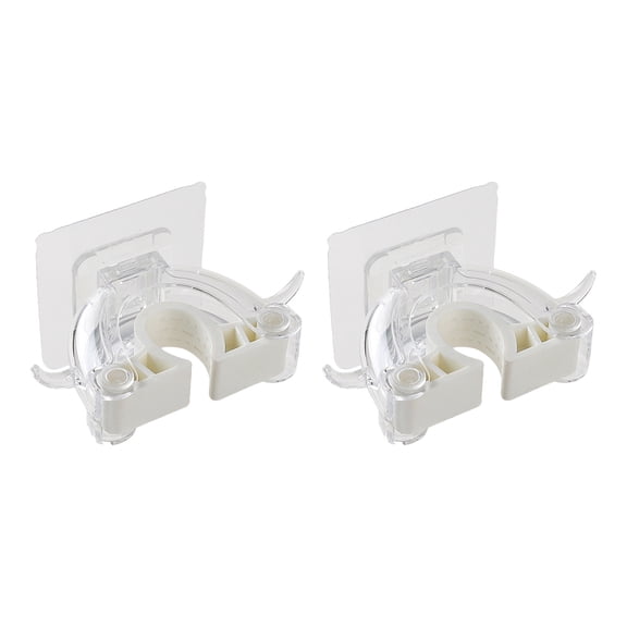 TAILTOSS 2Pcs Seamless Mop Holder Wall Mounted Plastic Broom Hook with Punch Free Sticker White