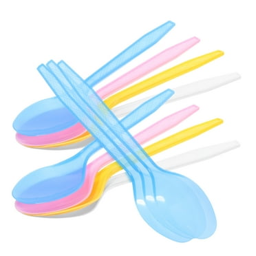 Monyance party plastic spoons 24pcs Disposable Plastic Spoons Party Cutlery Spoons Birthday Party Tableware for Jelly Ice Cream Dessert (Random Color)(6.1X1.18X0.2Inches)