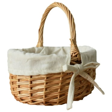 Monyance picnic basket for kids Woven Picnic Basket with Handle for Home Decor(8.27X7.87X6.69Inches)