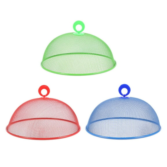 3pcs Metal Mesh Food Cover, 30cm Food Covers Mesh, Stackable Food Cover Net, Metal Dishes Covers, Reusable Screen Tents For Home Picnic Camping (Mixed Color)