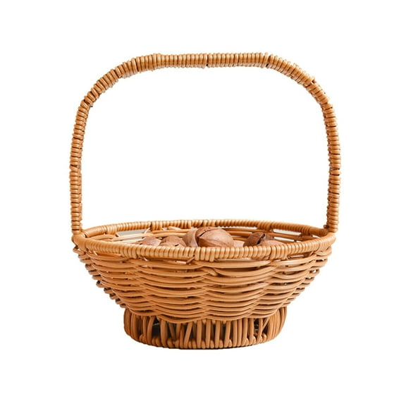 Monyance plastic fruit basket Basket Woven Fruit Wicker Easter Basketshandlerattan Vegetables Picnic Laundry Flower Small(8.27X7.68X7.68Inches)