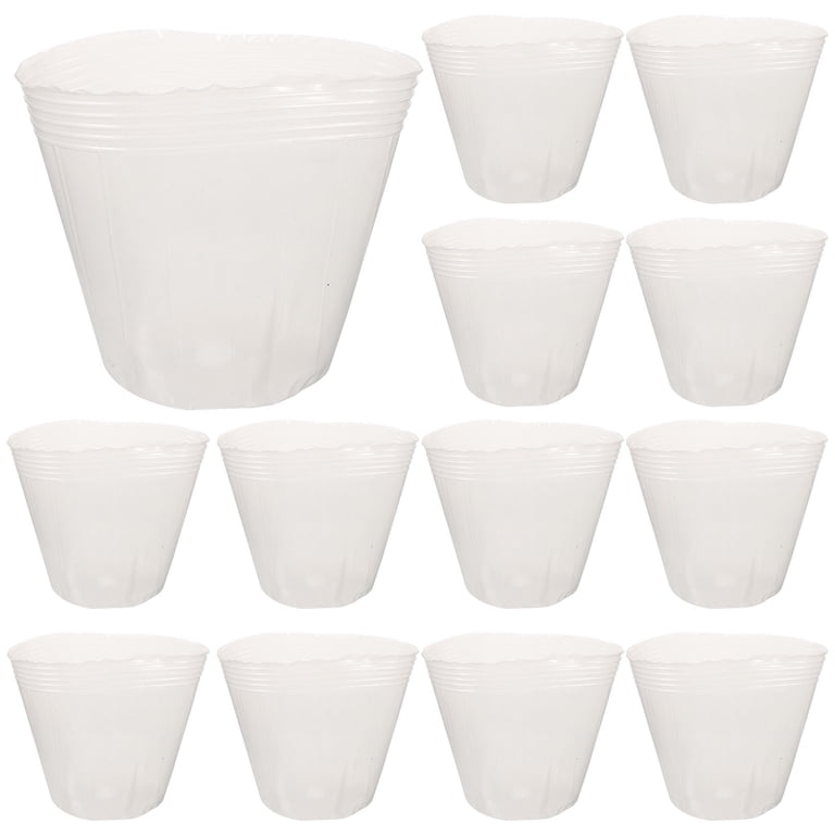 Monyance plastic planter insert 10pcs Soft Clear Plastic Plant Nursery Pots  with Drainage Hole(6.1X5.71X4.53Inches)