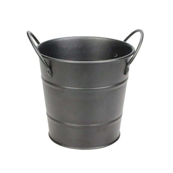 Monyance portable ice bucket Bucket Metal Black Buckets Two Handles Flower French Fries Bar Party Home(4.53X4.53X4.33Inches)