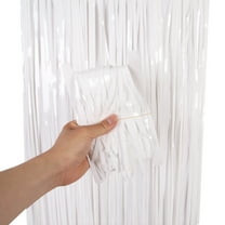 Monyance rain curtain White Tinsel Fringe Curtains for Wedding Photo Booth(78.74X39.37X0.04Inches)