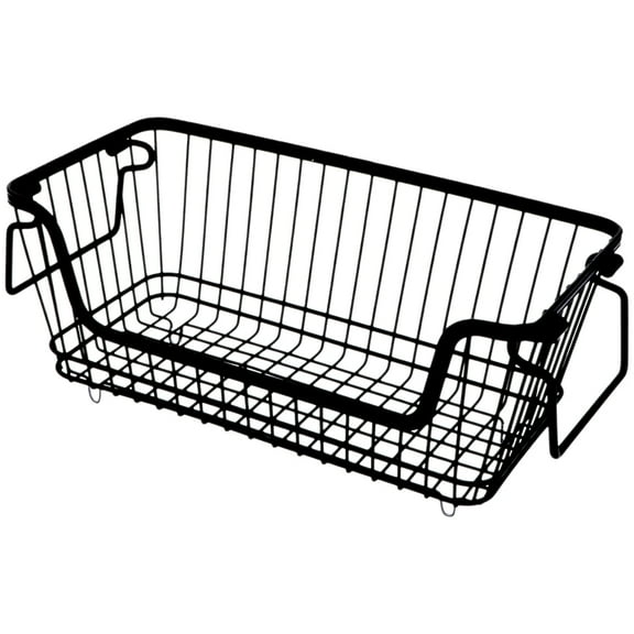 Monyance small wire basket Black Metal Wire Storage Basket with Handles for Home Decor and Organization(12.6X6.3X5.91Inches)