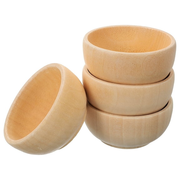 Monyance small wood bowls Unpainted Mini Wooden Bowls for DIY Crafts (4pcs)(2.17X1.18X0.79Inches)