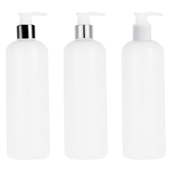 Monyance soap dispenser 3PCS 500ml Pump Lotion Refillable Bathroom Dispenser Bottles - White/Silver(2.36X2.36X8.74Inches)