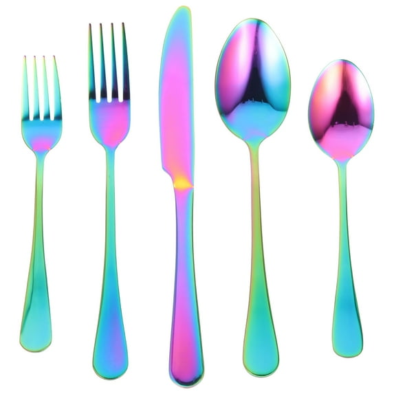 Monyance stainless steel dinnerware Colorful Stainless Steel Cutlery Set for 4 - Rainbow(9.06X0.71X0.39Inches)