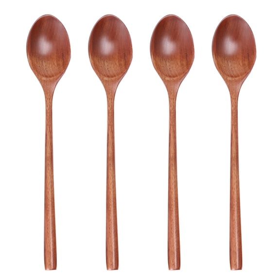 TAILTOSS Eco-Friendly Wooden Spoons Long Handle Design for Kitchen Use Brown 4Pcs