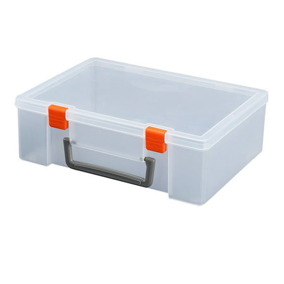 Monyance storage containers Rectangular Transparent Storage Bin with Handle for Blocks, Puzzles, Crayons(9.84X7.4X3.15Inches)