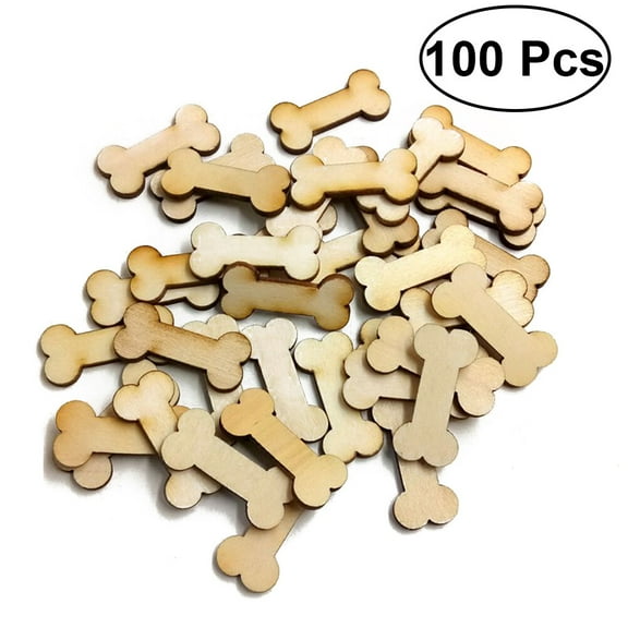 TAILTOSS Wood Ornaments To Paint Wooden Dog Bones Khaki 100pcs School Projects