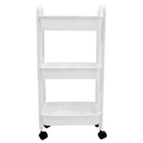 Monyance utility cart on wheels 3-Tier Plastic Rolling Utility Cart with Handle for Multi-functional Storage(30.31X13.58X10.24Inches)