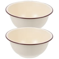 Monyance vintage enamel bowl Enamel Popcorn Bowl Set - Vintage Chinese Style - 2pcs(9.45X9.45X3.94Inches)