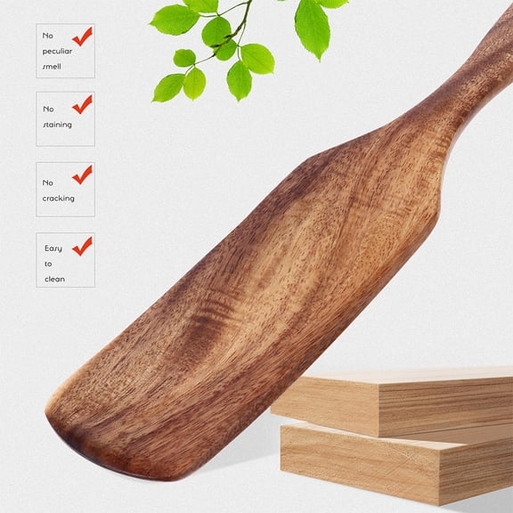 Monyance 2-Piece Natural Acacia Wood Spatulas for Cooking and Serving, Wooden Spurtle Set, Kitchen Utensils 9.06 x 1.85 x 0.59 Inches