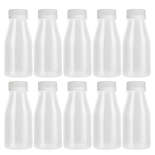 Monyance yogurt bottle 10x 200ML Clear Plastic Bottles with White Caps for & Beverages(5.12X2.17X2.17Inches)