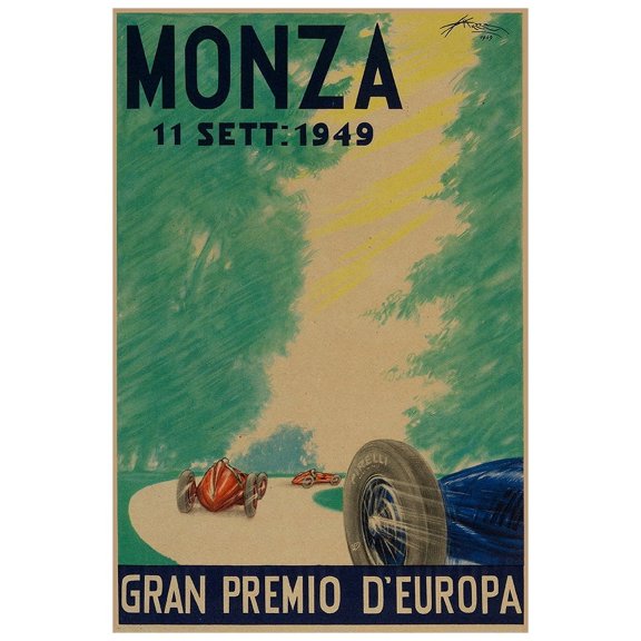 Monza - Grand Prix - 1949 - Vintage Racing Poster (8x12Inches(US/CANonly))