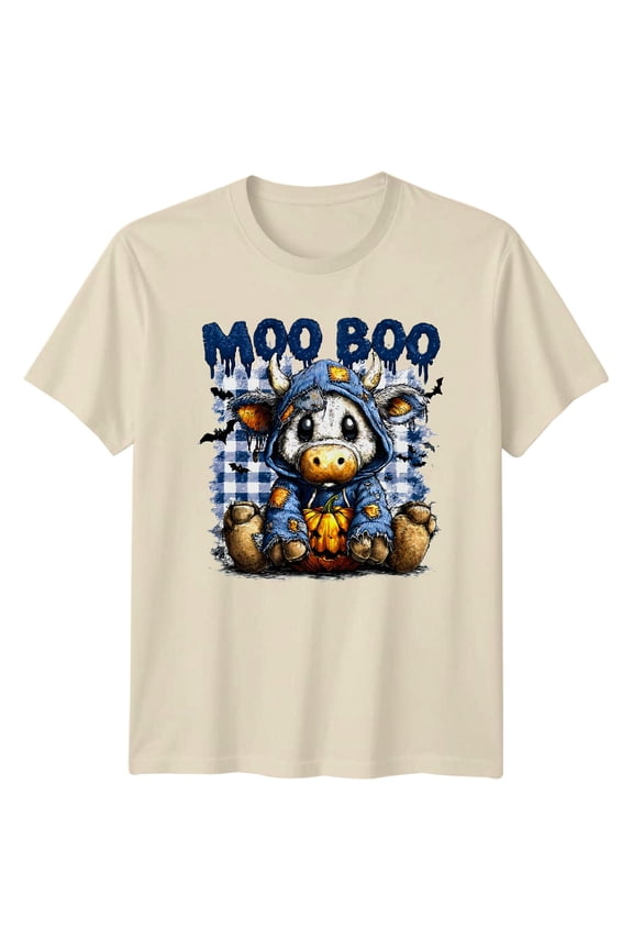 Moo Boo Cow Spooky Animal Mens Womens Graphic Tee