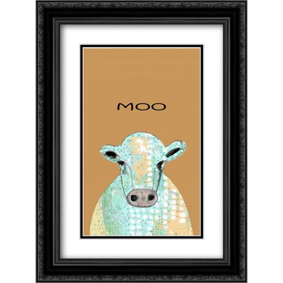 Moo Cow 2x Matted 18x24 Black Ornate Framed Art Print by Ogren, Sarah