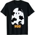 thumbnail image 1 of Moo! Cute Funny Cow Print Ghost Halloween Tee T-Shirt, 1 of 3