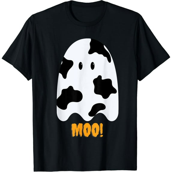 Moo! Cute Funny Cow Print Ghost Halloween Tee T-Shirt