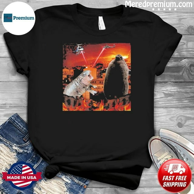 Moo Deng And Pesto Battle Destroy City Fire Scene T Shirt