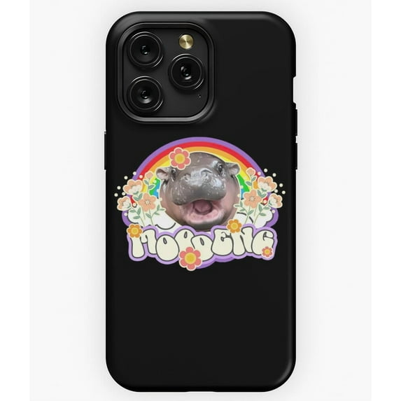 Moo Deng Rainbow Colorful Cute Baby Hippo Graphic A4615 Phone Case for iPhone 11 to 17 Pro Max