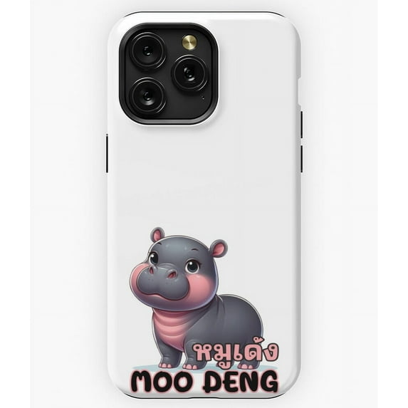 Moo Deng Sticker Style Cute Baby Hippo Graphic - Durable Phone M97 A4604 Phone Case for iPhone 11 to 17 Pro Max