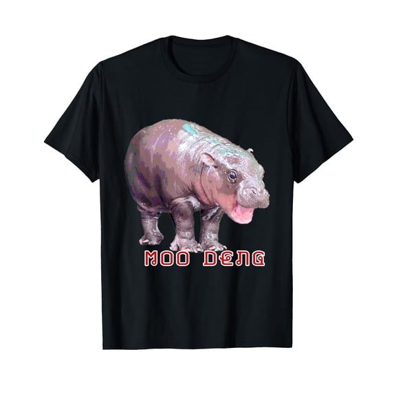 Moo Deng Vintage T-Shirt for Men Women Cotton Hippopotamus Top Tee Fashion Casual Short Sleeves