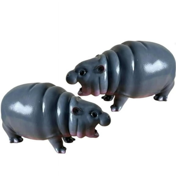 Moo Dengs , Baby Pygmy Hippos Collectible, for Kids, Figurine Small Tabletop Statue, Hippopotamus