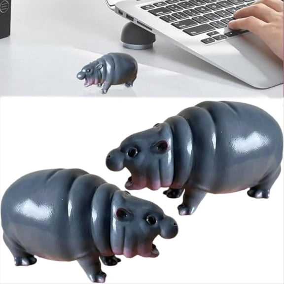 Moo Dengs , Moo Dengs Baby Pygmy Hippos Collectible, for Kids, Figurine Small Tabletop Statue, Hippopotamus