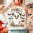 thumbnail image 1 of Moo I Mean Boo Halloween Sweatshirt, Funny Ghost Cow Shirt, Highland Cow Spooky Season SWEAT Sweatshirt, Western Farmhouse Fall Graphic Top, 1 of 5