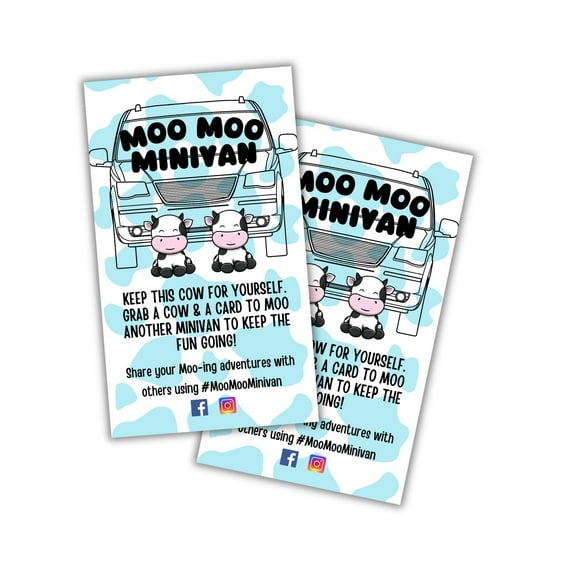 Moo Moo Minivan Duck Duck Jep for Van Cards Tags 50pk 2x3.5 SUV Car Game Youve been Ducked for Honda Mom Rubber Cow Figurine