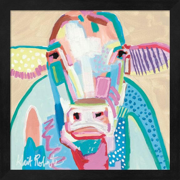 Moo Series: Ethel by Kait Roberts, Framed Wall Art, 13.25W x 13.25H