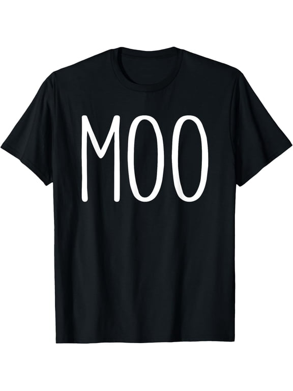 Moo Shirt Funny Adult Men Women Cow Goes Moo Costume T-Shirt- Classic halloween shirt Unisex 100% Cotton T-Shirt Breathable Casual Everyday Wear Affordable t shirts