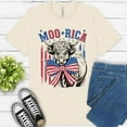 thumbnail image 1 of Moo-rica Cow Shirt with American Flag Bow – Funny Patriotic Farm Tee, Natural, S, 1 of 6