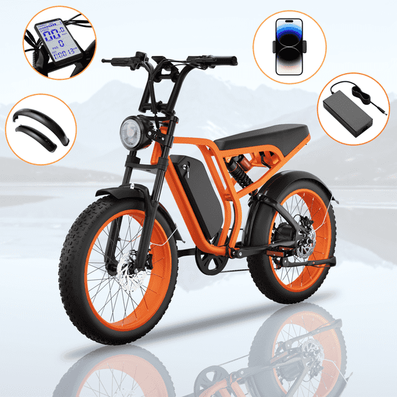 Moobelo B8 Electric Mountain Bike with1 500W High Torque Motor 52V 20Ah Battery 20x4 Fat Tire 70 Miles Range For Adult