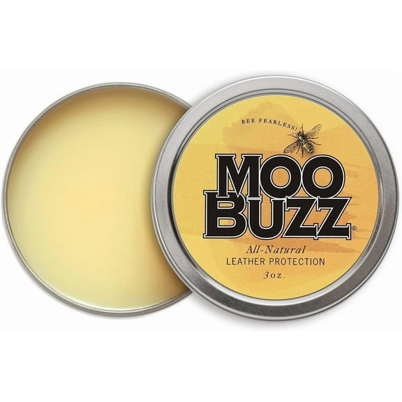 MooBuzz All-Natural Leather Conditioner Beeswax Protection Balm. 3oz Tin, Clear