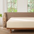 thumbnail image 1 of MooMee 100% Washed Cotton Fitted Sheet King Linen Like Textured Extra-Deep Pocket Breathable Soft (Cream White), 1 of 7