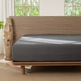 thumbnail image 1 of MooMee 100% Washed Cotton King Fitted Sheet Only Linen Like Textured Extra-Deep Pocket Breathable Soft 1-Piece(Dark Grey, 78"x80"), 1 of 6