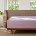 thumbnail image 1 of MooMee 100% Washed Cotton King Fitted Sheet Only Linen Like Textured Extra-Deep Pocket Breathable Soft 1-Piece(Light Purple), 1 of 7